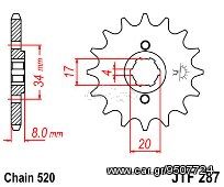 Γρανάζι εμπρόσθιο JT JTF287.13 δόντια HONDA CRF230 XR-XLR200 CB250  18E287.13