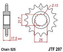 Γρανάζι εμπρόσθιο JT JTF297.14 δόντια HONDA CB-1 CBR400 RR CB-CBF500  18E297.14