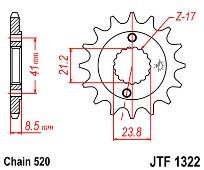 Γρανάζι εμπρόσθιο JT JTF1322.14 δόντια HONDA CRM250-XR400  18E1322.14