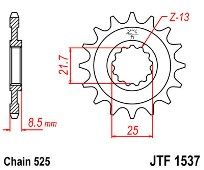 Γρανάζι εμπρόσθιο JT JTF1537.15 δόντια KAWASAKI Z1000 (03-12) ZX10R (07-12) 18E1537.15