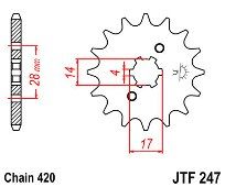 Γρανάζι εμπρόσθιο JT JTF247.13 δόντια HONDA C50 ACTIVE 50 18E247.13