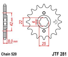 Γρανάζι εμπρόσθιο JT JTF281.14 δόντια XR600 XR600 R XL250 RC 18E281.14