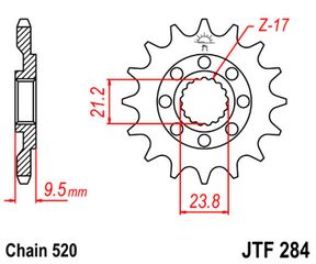 Γρανάζι εμπρόσθιο JT JTF284.13 δόντια HONDA CRF 450 X (05-09) 18E284.13SC