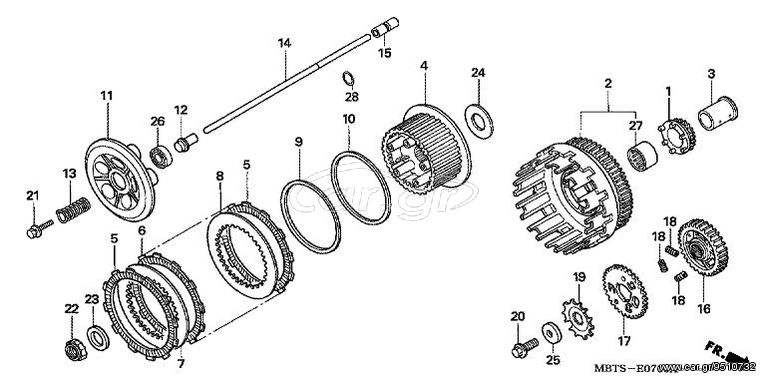 Δίσκος συμπλέκτη γνήσιος  HONDA varadero XL1000V (04-10) 22201-MBB-000