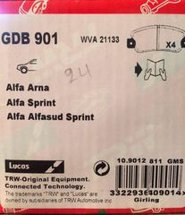 Σετ τακάκια TRW  GDB901   ALFA 33 1.3, 1.5, 1.4, 1.8TD SPORTWAGON