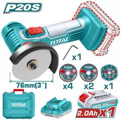 Τροχός Γωνιακός Μπαταρίας TOTAL MINI Li-ion 20V με 1 Μπαταρία 2Ah Επαγγελματικός ( TAGLI76012 )