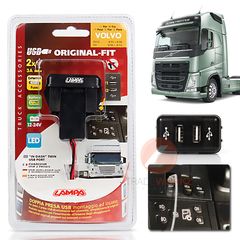 Φορτιστής αναπτήρα Lampa Original Fit με 2 θύρες USB 12/24V 3A (για φορτηγά VOLVO)