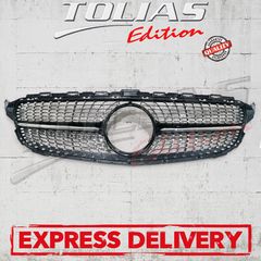 MERCEDES C CLASS W205,C205,S205  SPORT GRILLE Type DIAMOND CHROME-BLACK & FULL CHROME / ΜΑΣΚΑ ΕΜΠΡΟΣ ΠΡΟΦΥΛΑΚΤΗΡΑ ΧΡΩΜΙΟ -ΜΑΥΡΗ & ΧΡΩΜΙΟ 