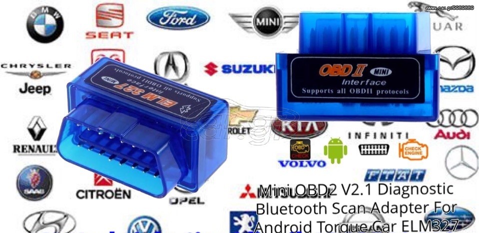 Διαγνωστικο Super Mini OBD2 OBDII ELM327 v2.1 Android Bluetooth Adapter Auto Scanner Torque