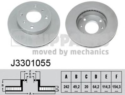 ΔΙΣΚΟΠΛΑΚΑ ΦΡΕΝΟΥ ΕΜΠΡΟΣ (4 ΜΠΟΥΛΟΝΙΑ) NISSAN PRIMERA P10 (ΑΕΡΙΖΟΜΕΝΗ 242MM) NIPPARTS 10206-4E100