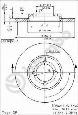Δισκόπλακα εμπρ.M/B LANCER 78-79 BRECO BS7223 ΖΕΥΓΟΣ