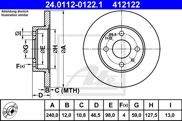 ΔΙΣΚΟΠΛΑΚΑ ΕΜΠΡΟΣ LANCIA Y10 1.0 Turbo  - FIORINO - UNO 75 -thumb-1