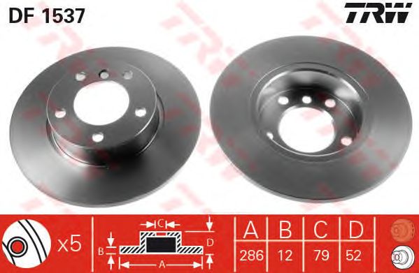 ΔΙΣΚΟΠΛΑΚΑ ΦΡΕΝΟΥ ΕΜΠΡΟΣ (5 ΜΠΟΥΛΟΝΙΑ) BMW E36 (286MM) TRW 34111160673