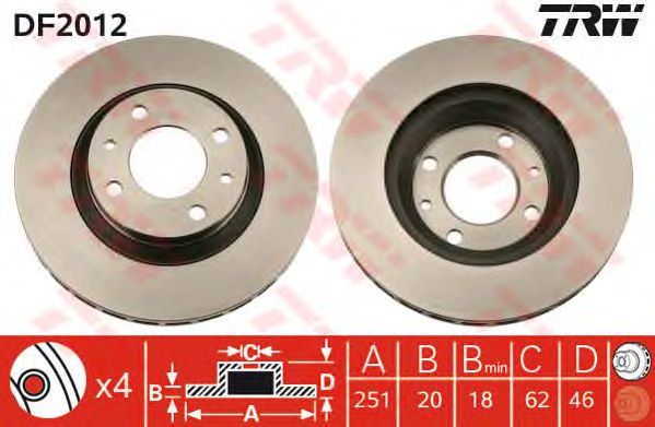 ΔΙΣΚΟΠΛΑΚΑ ΦΡΕΝΟΥ ΕΜΠΡΟΣ (4 ΜΠΟΥΛΟΝΙΑ) SEAT IBIZA / MALAGA (ΑΕΡΙΖΟΜΕΝΗ 251MM) TRW SE021165002A